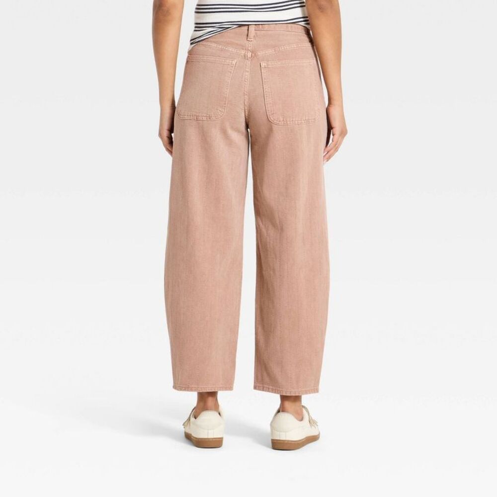 Women's High-Rise Easy Barrel Leg Jeans - Universal Thread Beige 16 - Picture 2 of 5